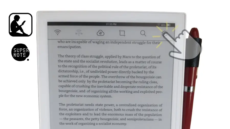 Navigate to Supernote settings