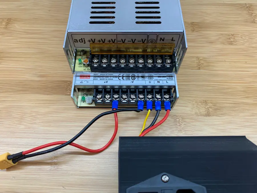 Wire up the new MeanWell PSU